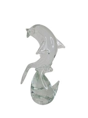 Clear Glass Dolphin Figurine - Decorative Aquarium Accent